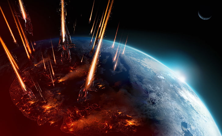 Mass Effect 3 Earth Attack, planet illustration, Games, Battle