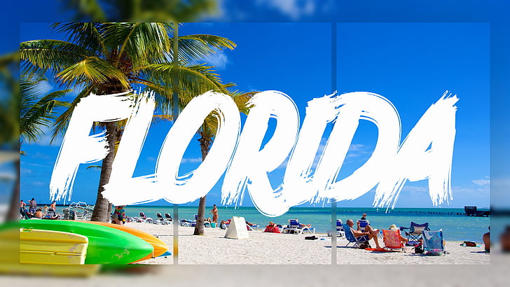 Florida, beach, geometry, blurred, typography, sunlight, summer, HD wallpaper