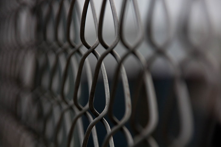 fence, depth of field, minimalism, boundary, barrier, chainlink fence, HD wallpaper