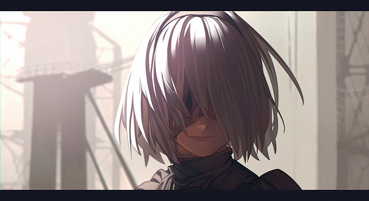white haired female character illustration, anime, Nier: Automata, HD wallpaper