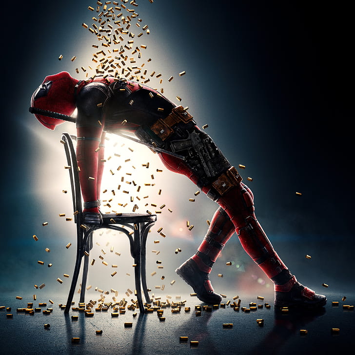 superhero, Deadpool 2, chair, Marvel Cinematic Universe, shell casing