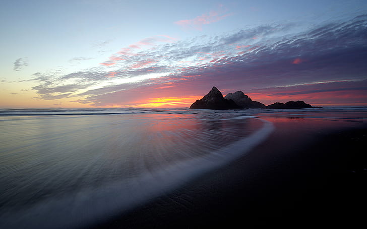 Beach Ocean Sunset HD, nature