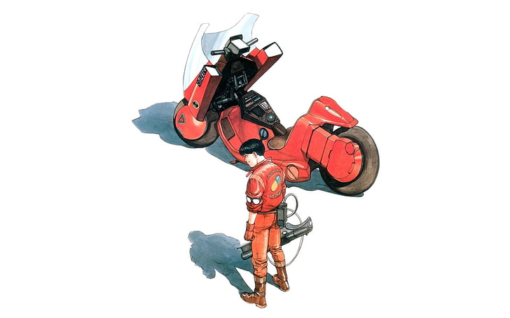 Hd Wallpaper Red Motorcycle Illustration Anime Akira White Background Studio Shot Wallpaper Flare