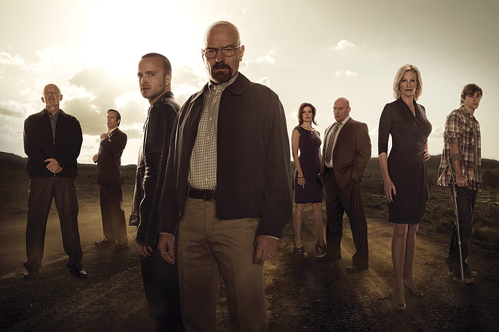 Breaking Bad cast, frame, the series, poster, people, men, business, HD wallpaper