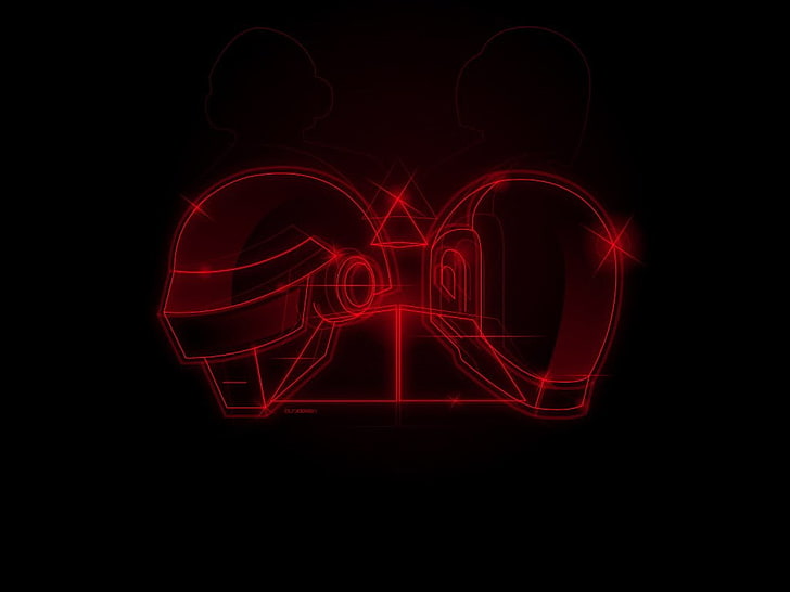 red robot illustration, Band (Music), Daft Punk, black background