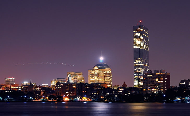 Boston Skyline, gray laminated glass multi-storey building, United States, HD wallpaper