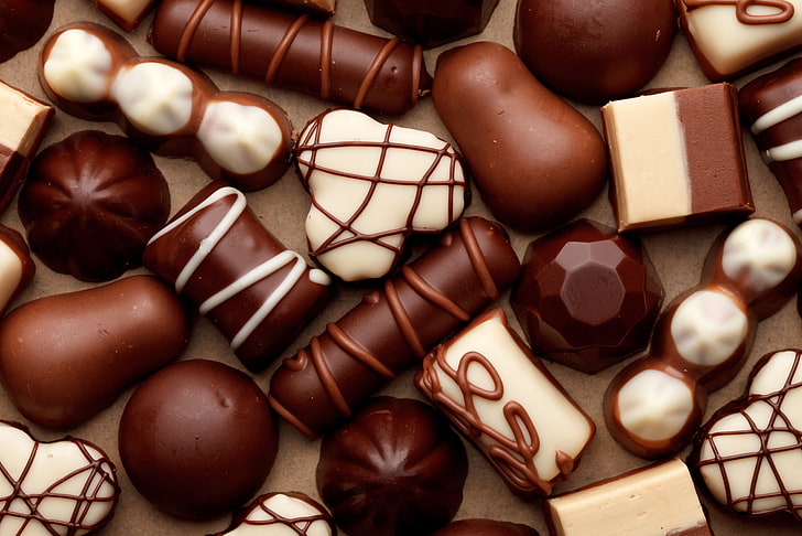 assorted chocolate lot, candy, white, milk, sweets, food, dessert, HD wallpaper