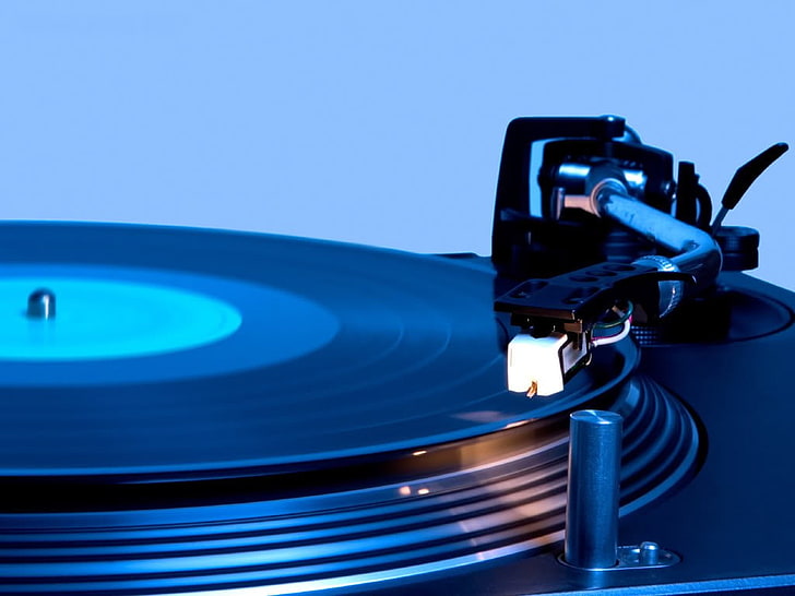vinyl, record players, technology, music, turntable, blue, arts culture and entertainment, HD wallpaper
