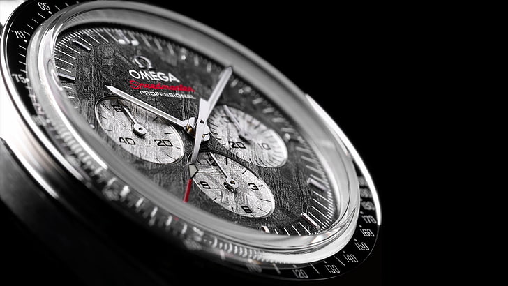 round gray and silver-colored Omega chronograph watch, luxury watches