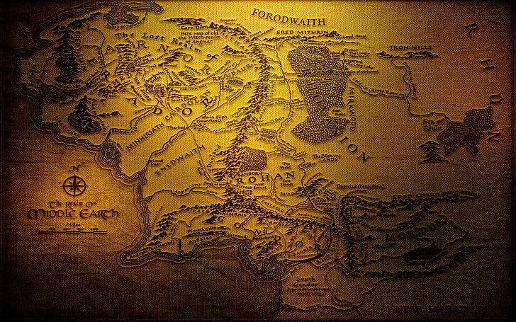 The Hobbit, Middle-earth, The Lord of the Rings, map, J. R. R. Tolkien, HD wallpaper