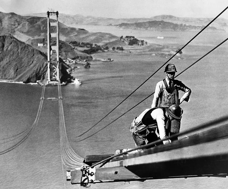 men, photography, men outdoors, bridge, workers, San Francisco, HD wallpaper
