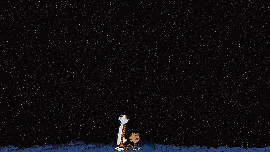 HD wallpaper: Calvin and Hobbes, snow, trees, winter | Wallpaper Flare