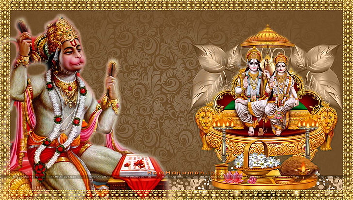 Hanuman Worshipping Shri Ram Wallpaper