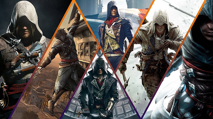 Assassin's Creed character collage illustration, video games