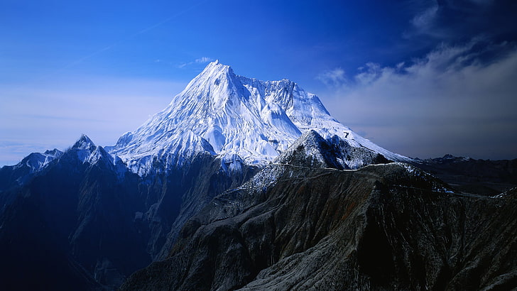 mountain, nature, glacier, snow, natural elevation, alp, range, HD wallpaper