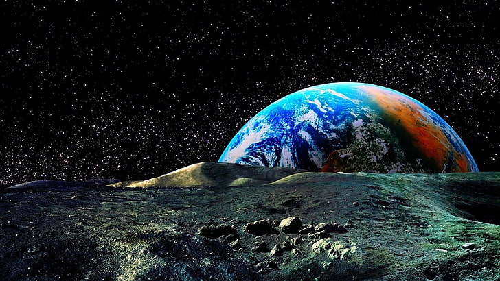 earth digital wallpaper, planet, night, nature, no people, space