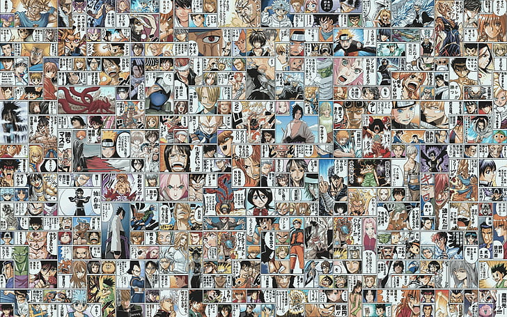 Bleach, Gintama, anime, Naruto Shippuuden, collage, Death Note