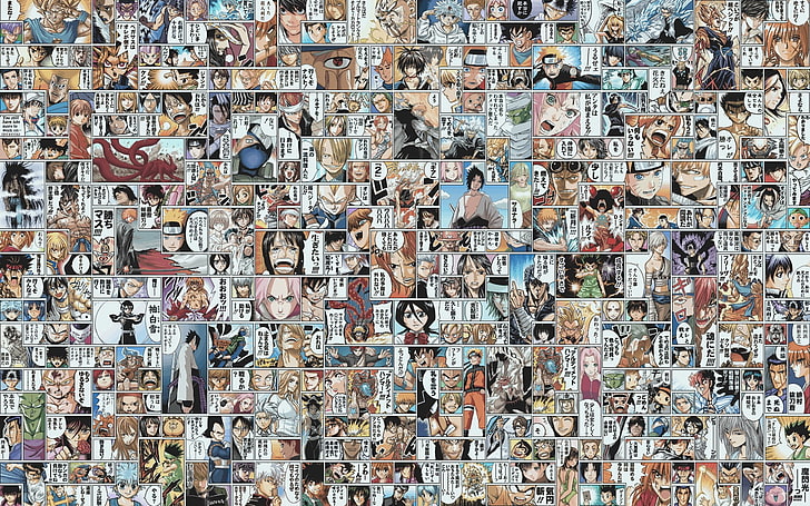 Naruto collage illustration, assorted comic book wallpaper, One Piece