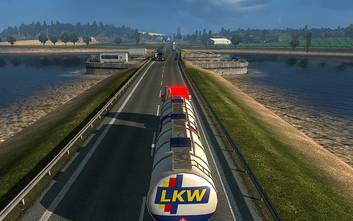 Euro Truck Simulator 2, video games, night, Sun, morning, road
