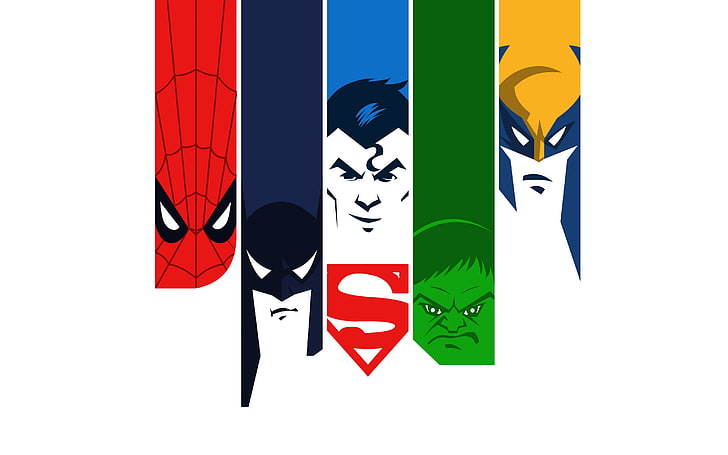 1200x1600px | free download | HD wallpaper: Spiderman Batman Superman Hulk  Minimal 4K, art and craft, multi colored | Wallpaper Flare