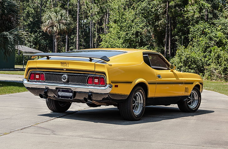 Hd Wallpaper 1972 Cars Fastback Ford Mach 1 Mustang Yellow Wallpaper Flare