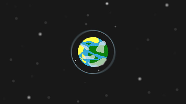 blue planet illustration, earth illustration, space, stars, minimalism