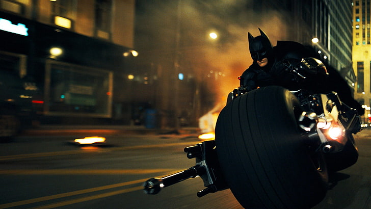 Batman movie poster, The Dark Knight, movies, city, street, illuminated, HD wallpaper