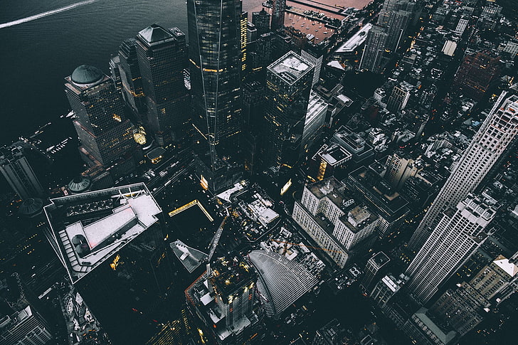 aerial view, skyscraper, memorial, New York City, cityscape, HD wallpaper