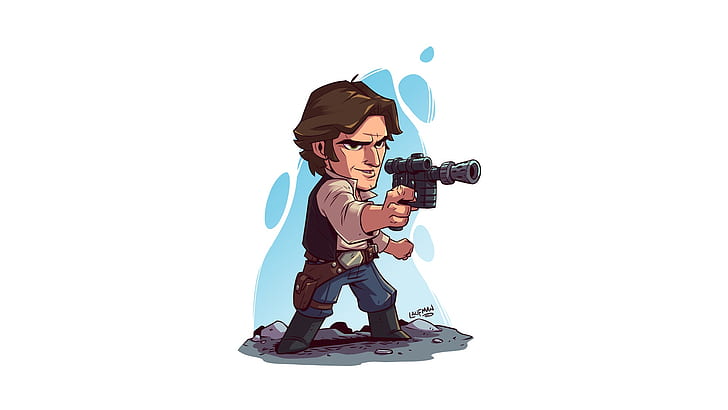 Star Wars, blaster, Han Solo, white background, simple background