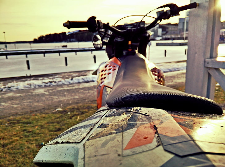 KTM, perspective, motorcycle, transportation, mode of transportation, HD wallpaper