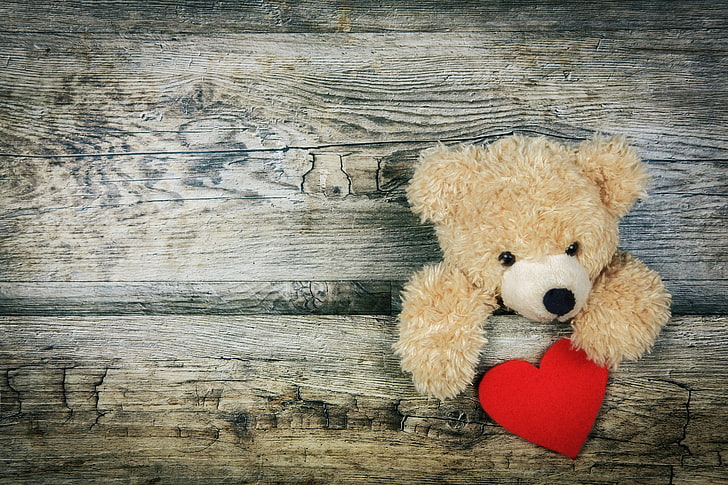 HD wallpaper: brown bear plush toy, heart, valentines day, love, teddy Bear  | Wallpaper Flare