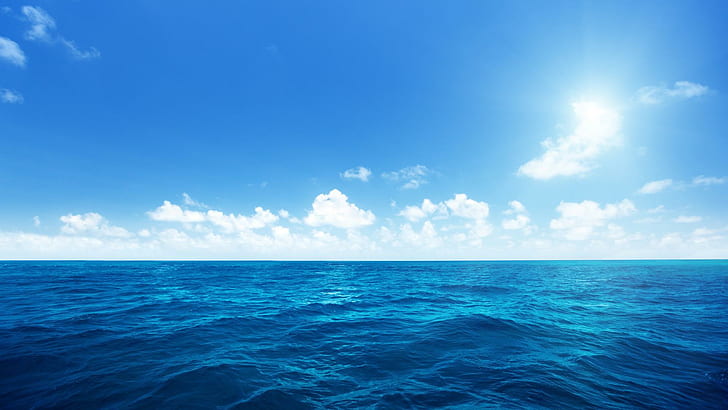 HD wallpaper: Blue sea, sea, blue sky, white clouds, ocean scenery |  Wallpaper Flare