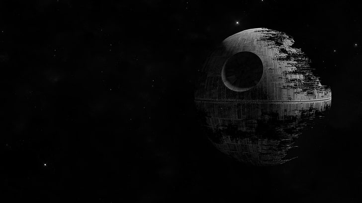 Star Wars Death Star illustration, no people, night, copy space