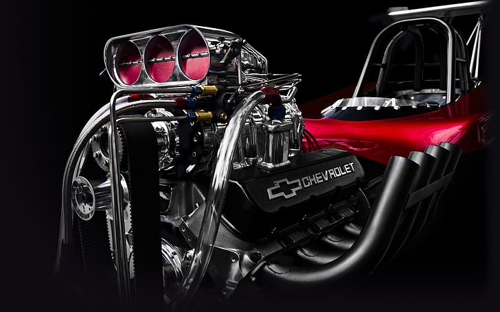 black and red Chevrolet car engine, engines, motors, technology