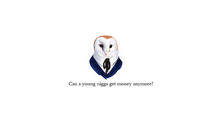 Can a Young nigga get money anymore ? owl meme, minimalism, simple background