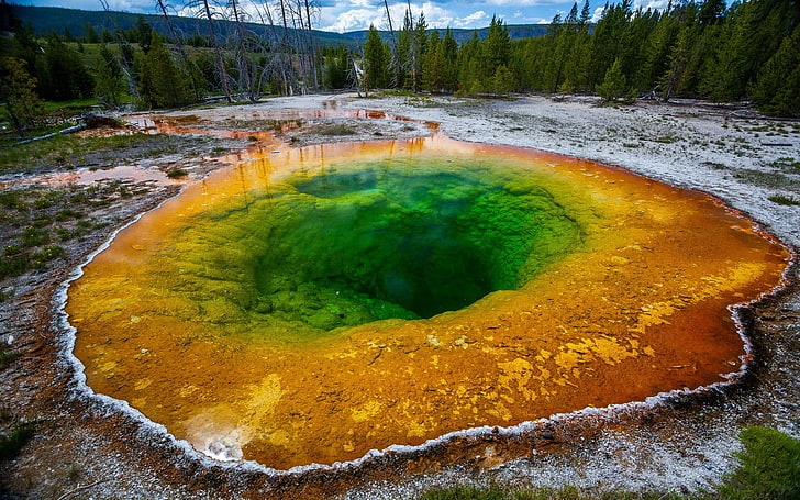 nature, landscape, water, colorful, Yellowstone National Park