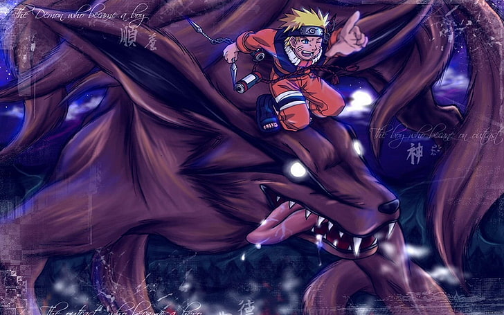 Naruto, Anime, Kurama (Naruto), Naruto Uzumaki, Nine-Tails (Naruto), HD wallpaper