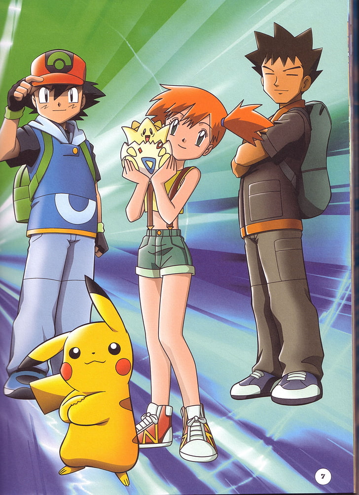 Pokemon Ash, Brock, and Misty illustration, Pokémon, Ash Ketchum, HD wallpaper