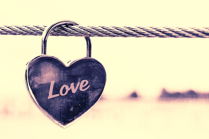 Love signage, lock, heart, heart Shape, romance, valentine's Day - Holiday, HD wallpaper