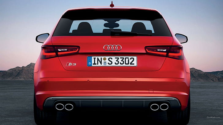 audi s3 red hatchbacks exhaust pipes german cars tailights rear view diffusers, HD wallpaper
