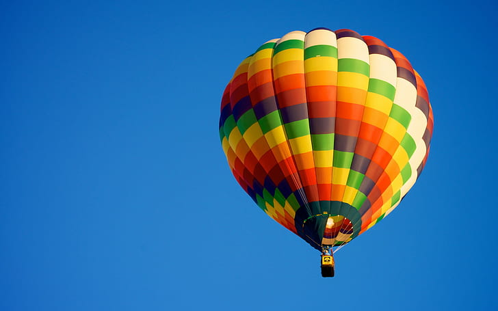 Hot air balloon, blue sky, sports, HD wallpaper