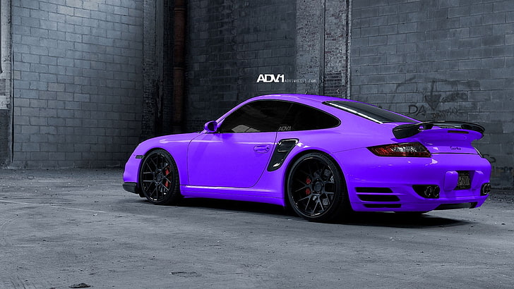 blue sports car, purple, Porsche, transportation, mode of transportation, HD wallpaper