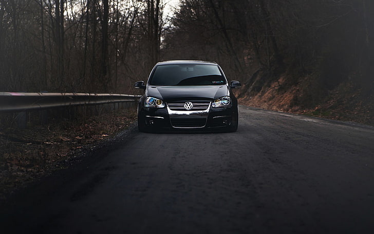 black Volkswagen car, Volkswagen Golf Mk5, vehicle, mode of transportation, HD wallpaper