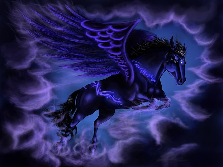 HD wallpaper: Fantasy Animals, Pegasus, Artistic, Cloud, Horse, Purple,  Wings | Wallpaper Flare