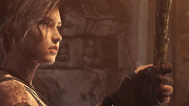 unpaired black glove, Tomb Raider, Lara Croft, video games, art and craft