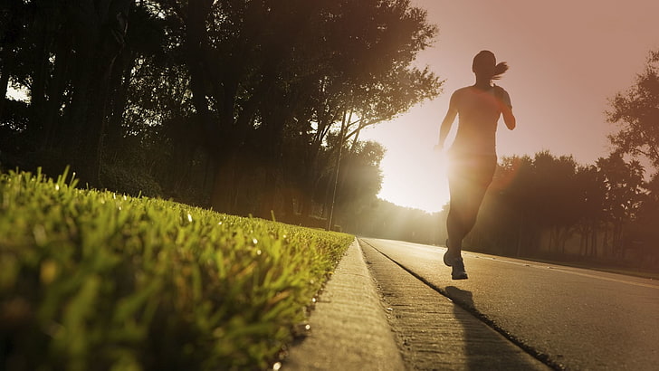 jogging, women outdoors, sport, running, sunlight, full length