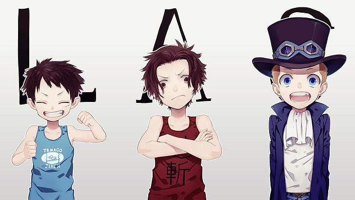 Luffy, Ace, and Sabo illustration, Anime, One Piece, Monkey D. Luffy