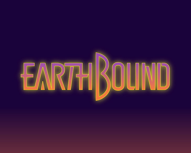 Earthbound, SNES, game logo, text, neon, communication, illuminated