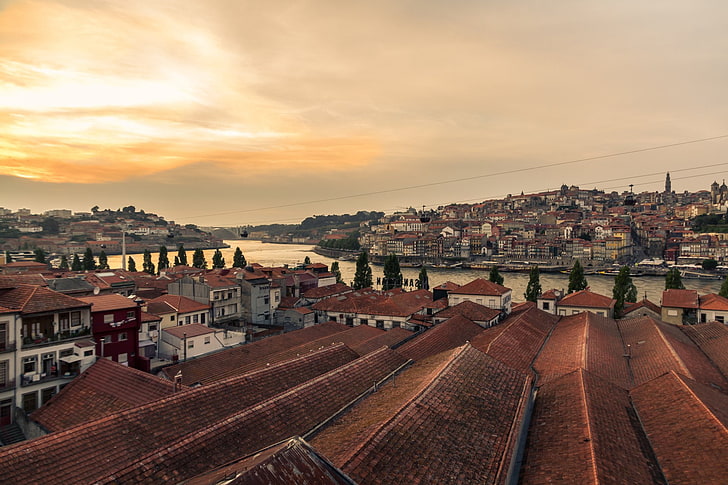 Cities, Porto, City, Douro, Douro river, Evening, House, Portugal, HD wallpaper