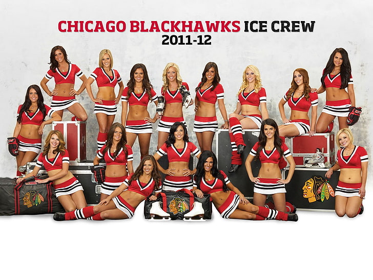 blackhawks, cheerleader, chicago, hockey, nhl, HD wallpaper